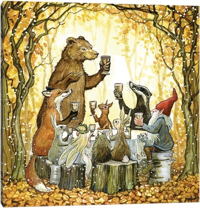 Autumn Feast Canvas Art Print - Bear Art
