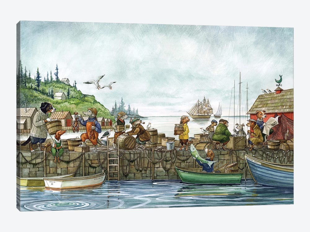 Hound Harbor by Astrid Sheckels 1-piece Canvas Art