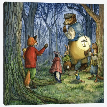 Twilight With Hector Fox And Friends Canvas Print #ATD55} by Astrid Sheckels Art Print