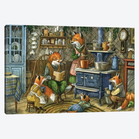 Stories By The Stove Canvas Print #ATD56} by Astrid Sheckels Canvas Art Print