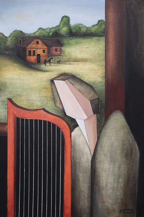 Angel Playing The Harp By The Open Window