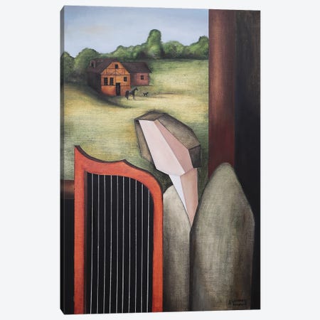 Angel Playing The Harp By The Open Window Canvas Print #ATF104} by Alexander Trifonov Canvas Wall Art