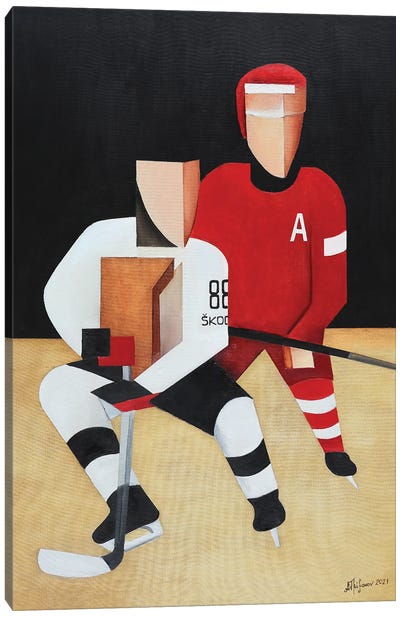 Hockey Players Canvas Art Print - Hockey Art