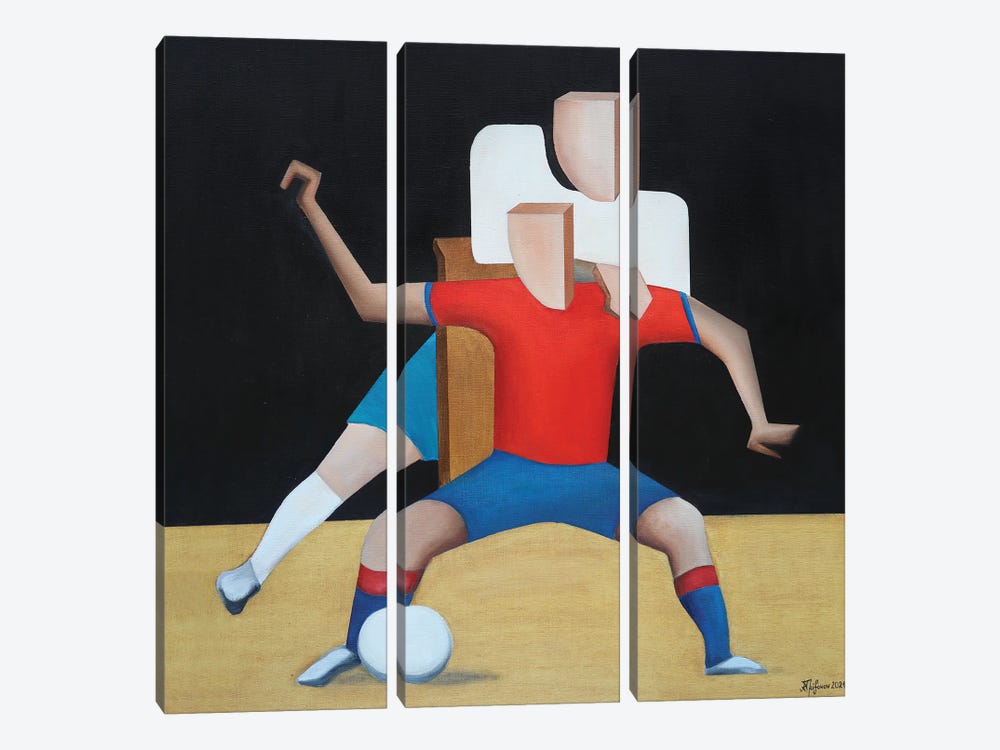 Soccer Players by Alexander Trifonov 3-piece Canvas Print
