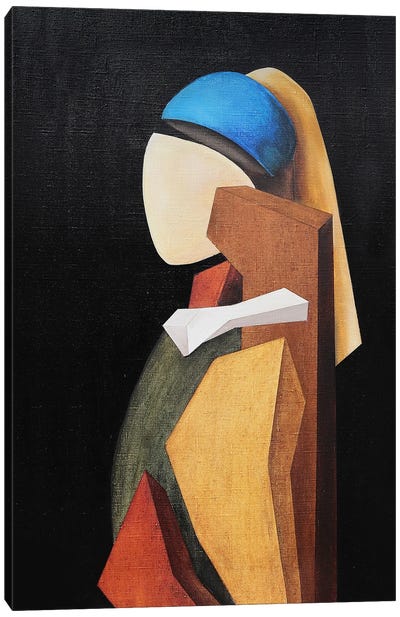 Vermeer Canvas Art Print - Girl with a Pearl Earring Reimagined