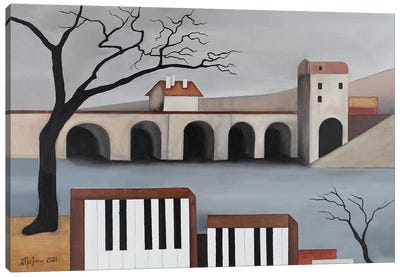 The Musical Bridge Canvas Art Print - Piano Art