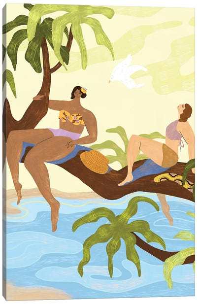 Sharing A Tree Canvas Art Print - Disproportionate Body
