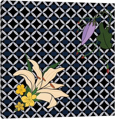 Peranakan Floral Pattern Canvas Art Print - Lily Art