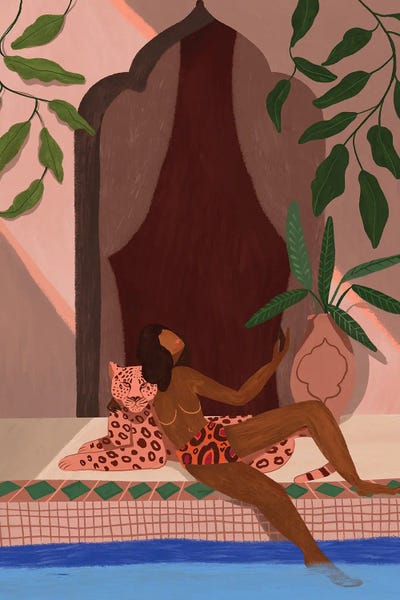 Holiday With My Leopard by Arty Guava metal wall art