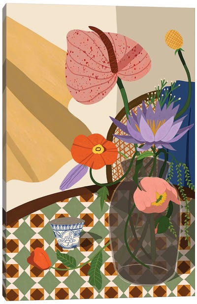 Flowers On The Dining Table Canvas Art Print - The Cut Outs Collection