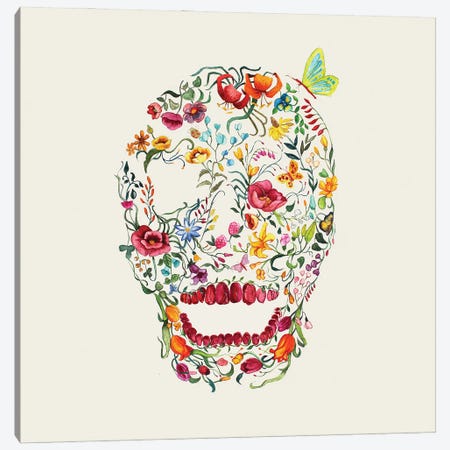 Floral Skull Canvas Print #ATG42} by Arty Guava Canvas Art