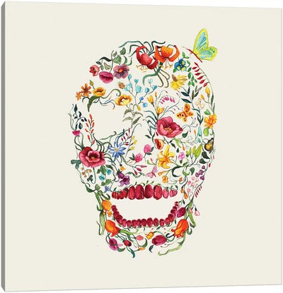 Floral Skull Canvas Art Print - Arty Guava