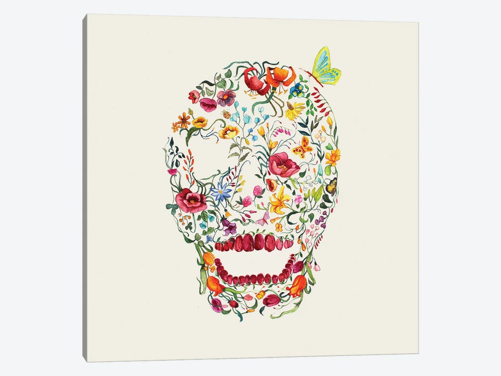 Floral Skull by Arty Guava 1-piece Canvas Print