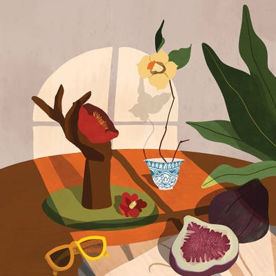 Figs And Camelia by Arty Guava metal wall art