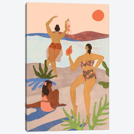 Day At The Beach Canvas Print #ATG46} by Arty Guava Art Print