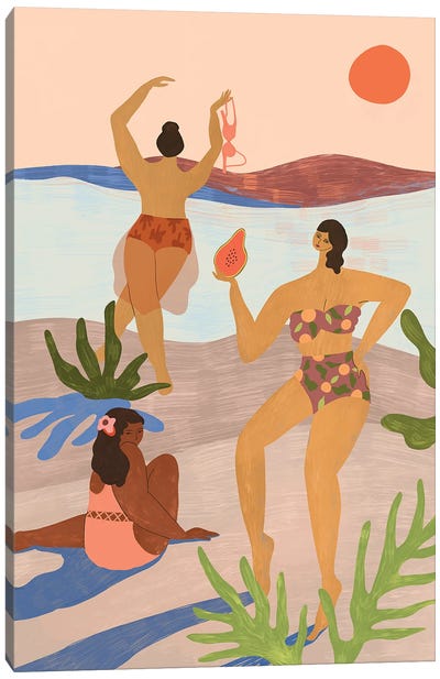 Day At The Beach Canvas Art Print - Disproportionate Body