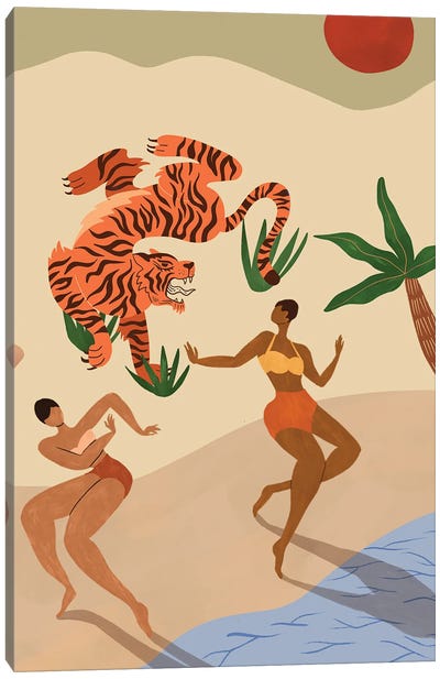 Dancing With The Tiger Canvas Art Print - Arty Guava
