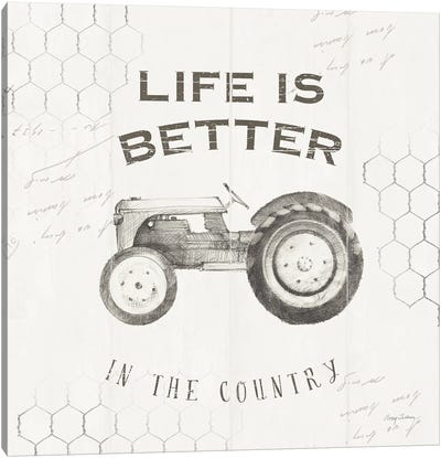 Life at Home II on Chicken Wire Background Canvas Art Print - Tractors