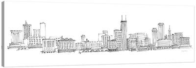 Chicago Skyline Canvas Art Print - Black & White Scenic