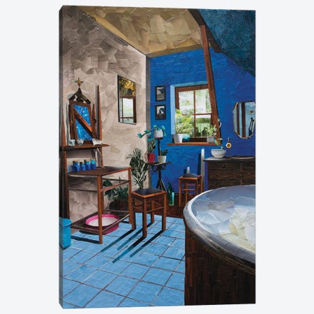 Blue Bathroom Canvas Print #ATK49} by Albin Talik Canvas Artwork