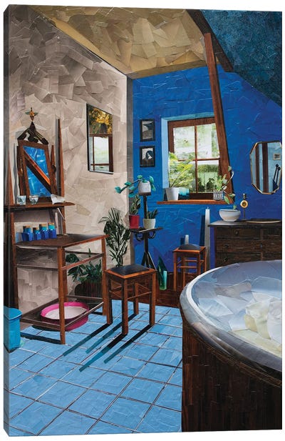 Blue Bathroom Canvas Art Print - Albin Talik