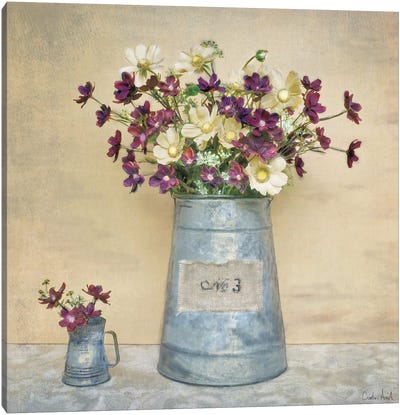 Plum Daisies Canvas Art Print - Pottery Still Life