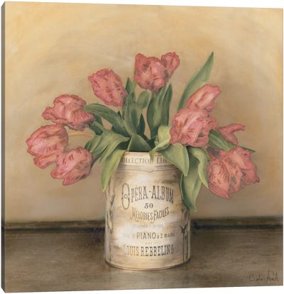 Royal Tulips Canvas Art Print - Pottery Still Life