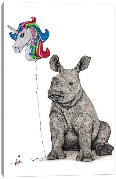 Unicorns Do Exist... I Will Be One Canvas Art Print - Rhinoceros Art