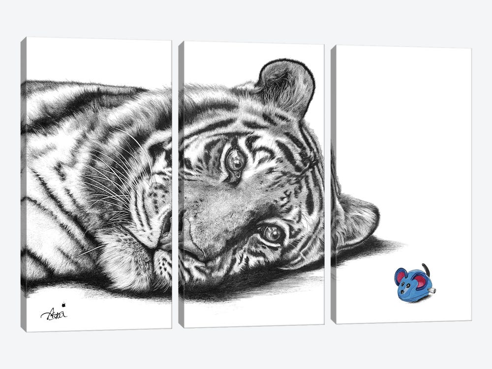Tiger Mouse by Astra Taylor-Todd 3-piece Canvas Print
