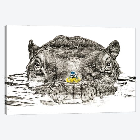 Hippo And Blue Tit Canvas Print #ATT21} by Astra Taylor-Todd Canvas Art Print