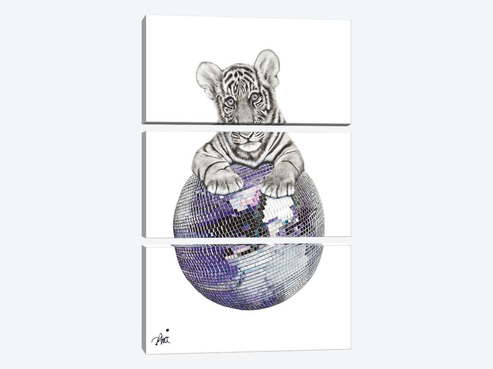 Disco Tiger Baby by Astra Taylor-Todd 3-piece Canvas Art Print