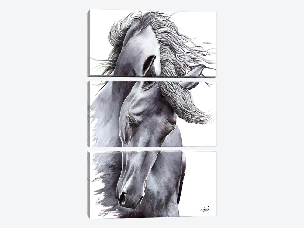 White Horse by Astra Taylor-Todd 3-piece Canvas Wall Art
