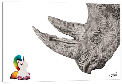 Unicorns Do Exist... They're Chubby Not Fluffy. Canvas Art Print - Rhinoceros Art