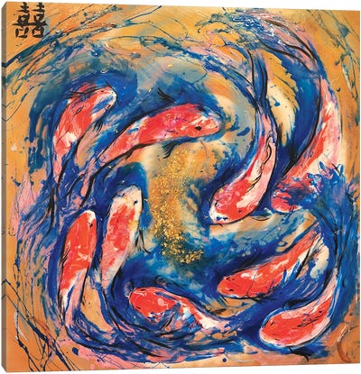 Double Luck With Koi Fish Canvas Art Print - Koi Fish Art
