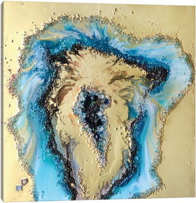 Gold And Teal Geode Canvas Art Print - Agate, Geode & Mineral Art