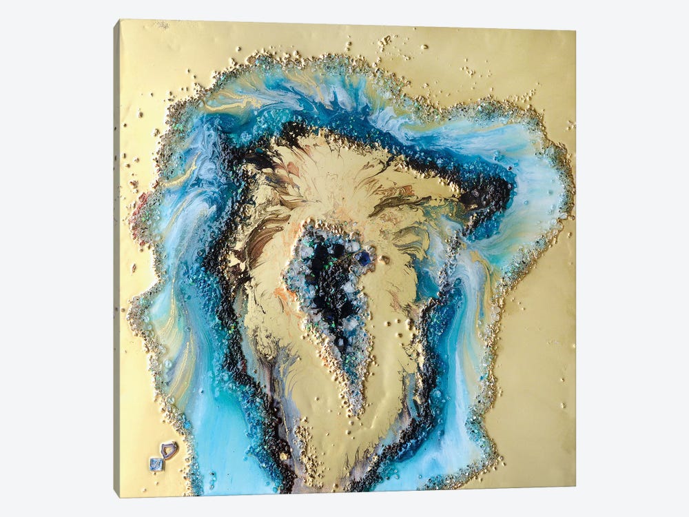 Gold And Teal Geode by Antuanelle 1-piece Canvas Wall Art
