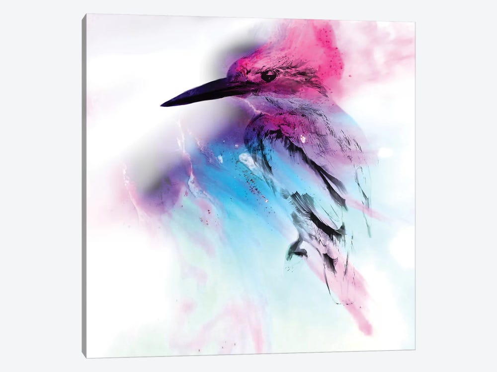 Pink And Blue Birdie by Antuanelle 1-piece Art Print