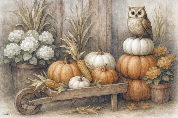 Pumpkins And Owl