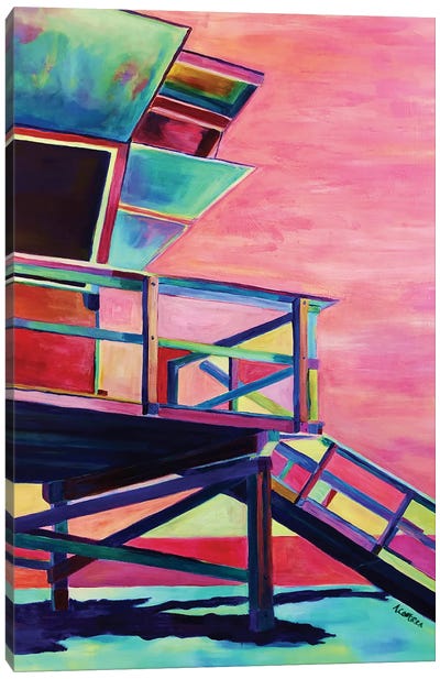 Neon Beach Canvas Art Print - Alison Corteen