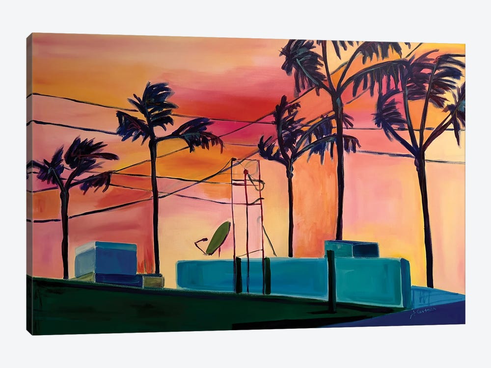 Palm Trees And Power Lines by Alison Corteen 1-piece Art Print