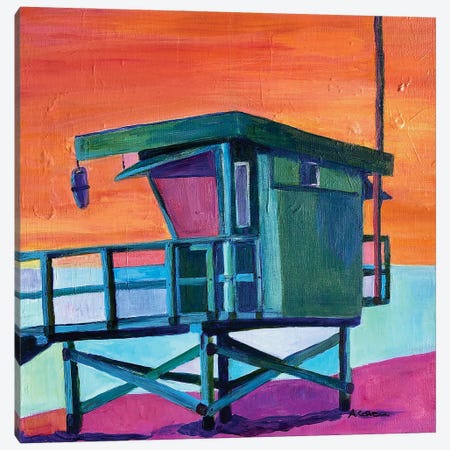 Sunset Surfing Canvas Print #ATZ57} by Alison Corteen Canvas Print