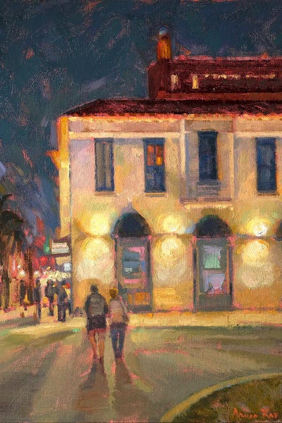 Night At The Plaza by Aruna Rao framed canvas print