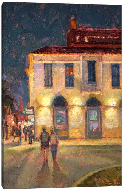 Night At The Plaza Canvas Art Print - Aruna Rao
