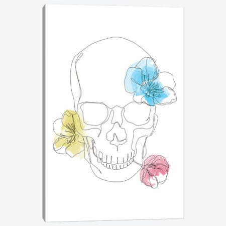 NecRomance - One Line Floral Skull Canvas Print #AUM102} by Addillum Canvas Artwork
