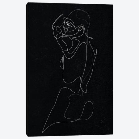 Nude - One Line Black Canvas Print #AUM103} by Addillum Canvas Artwork