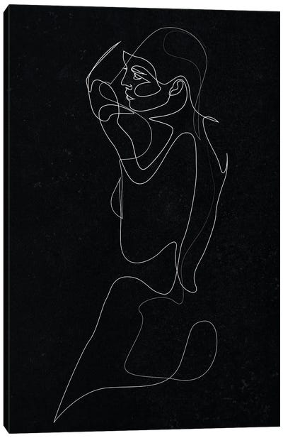 Nude - One Line Black Canvas Art Print - Addillum