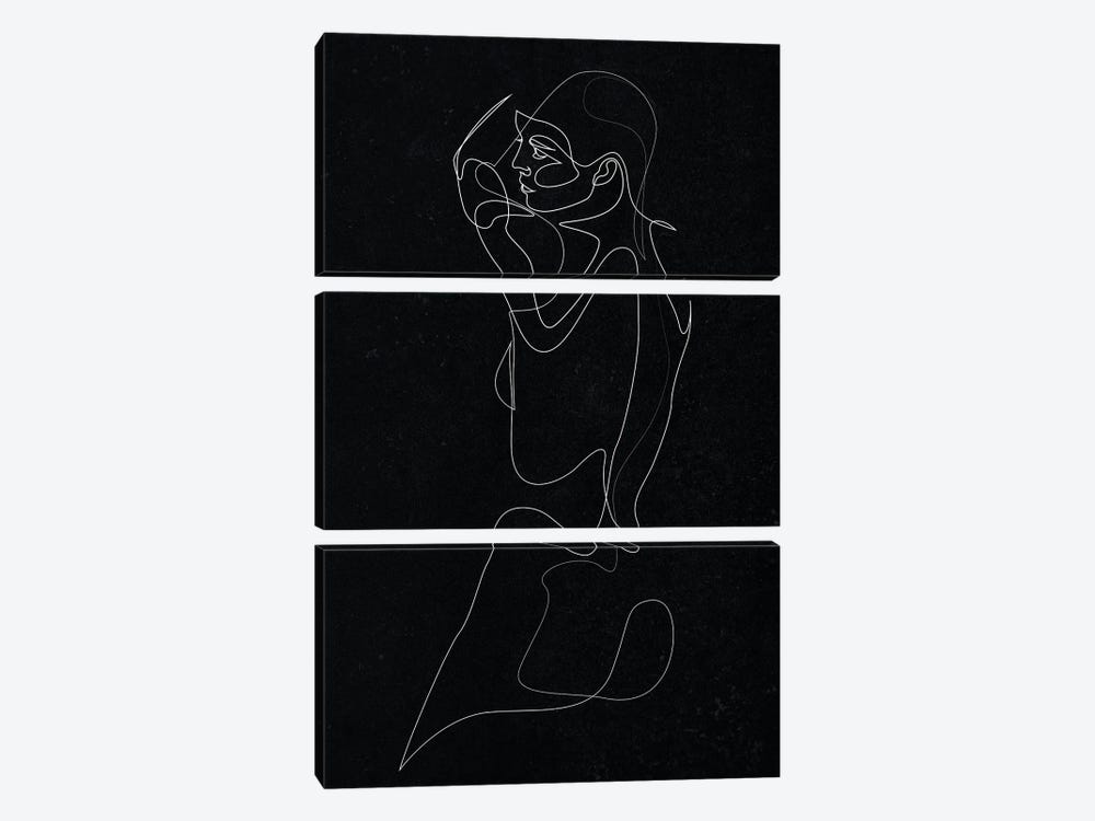 Nude - One Line Black by Addillum 3-piece Canvas Art