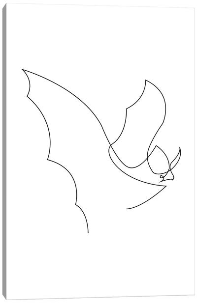 Night Hunter - One Line Bat Canvas Art Print - Bat Art