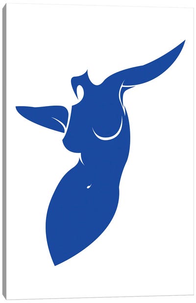 Nude In Blue Canvas Art Print - The Cut Outs Collection