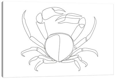 One Line Crab Canvas Art Print - Crab Art